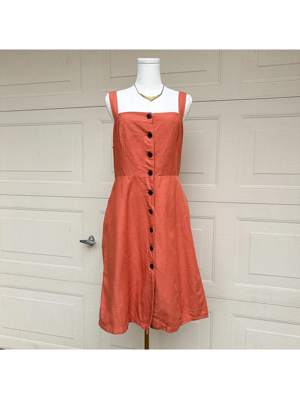 Gap Coral Button Front Dress 6 100% Cotton Lined (6)